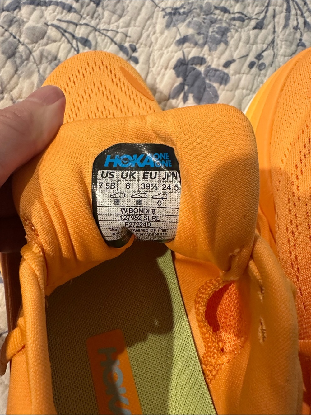 Hoka Orange Athletic Running Shoes with Light Blue Logo - Picture 9 of 9